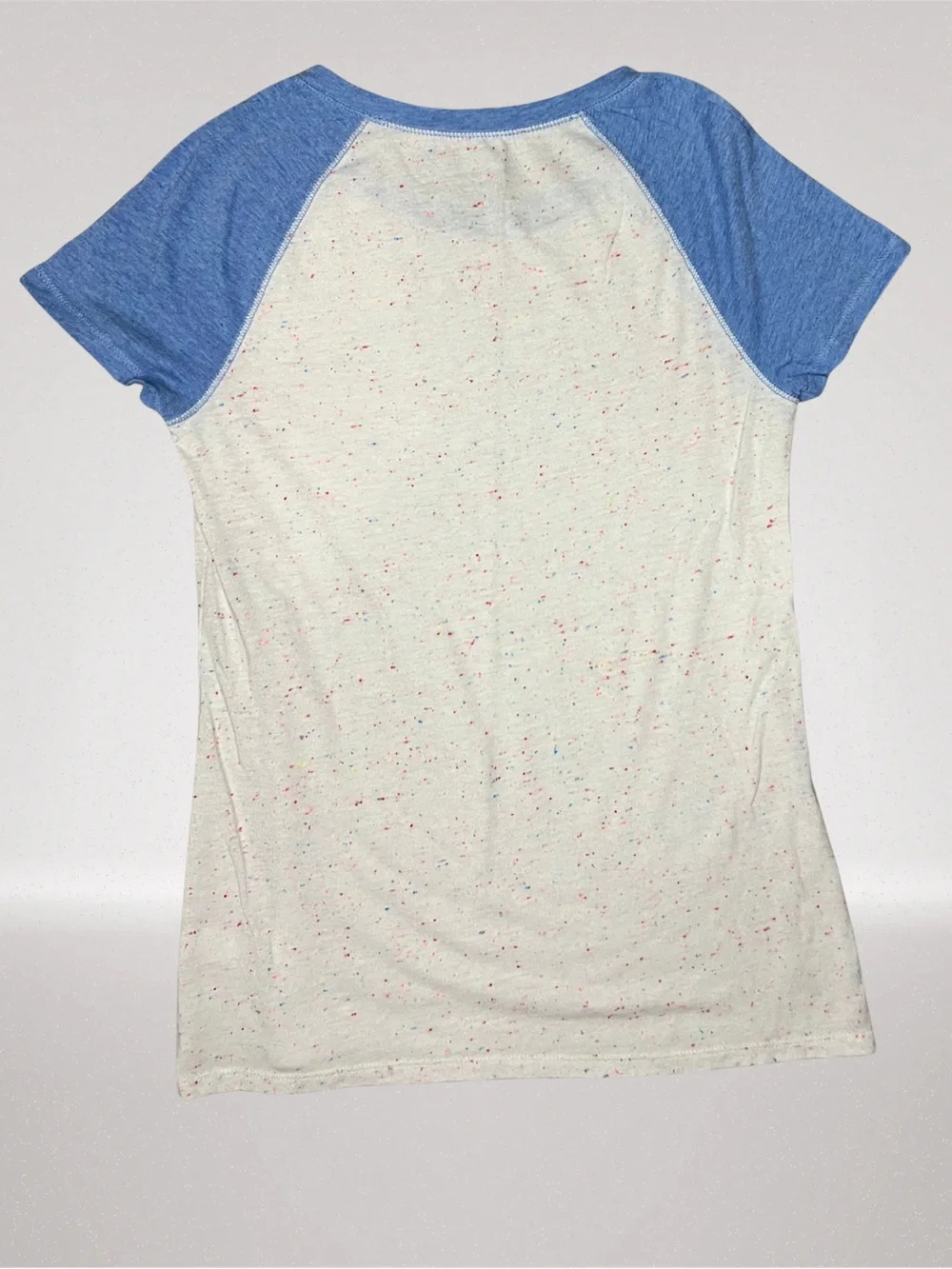 Justice Girls Size 12 Blue Cream Speckled Raglan Short Sleeve T-Shirt
